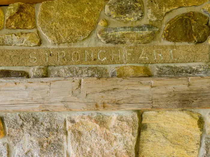 the property’s name is engraved in the stone.