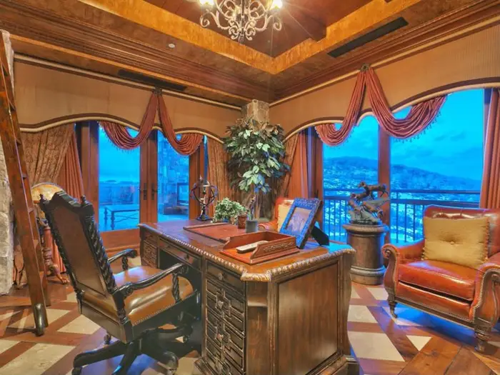 The home has a study with gorgeous views