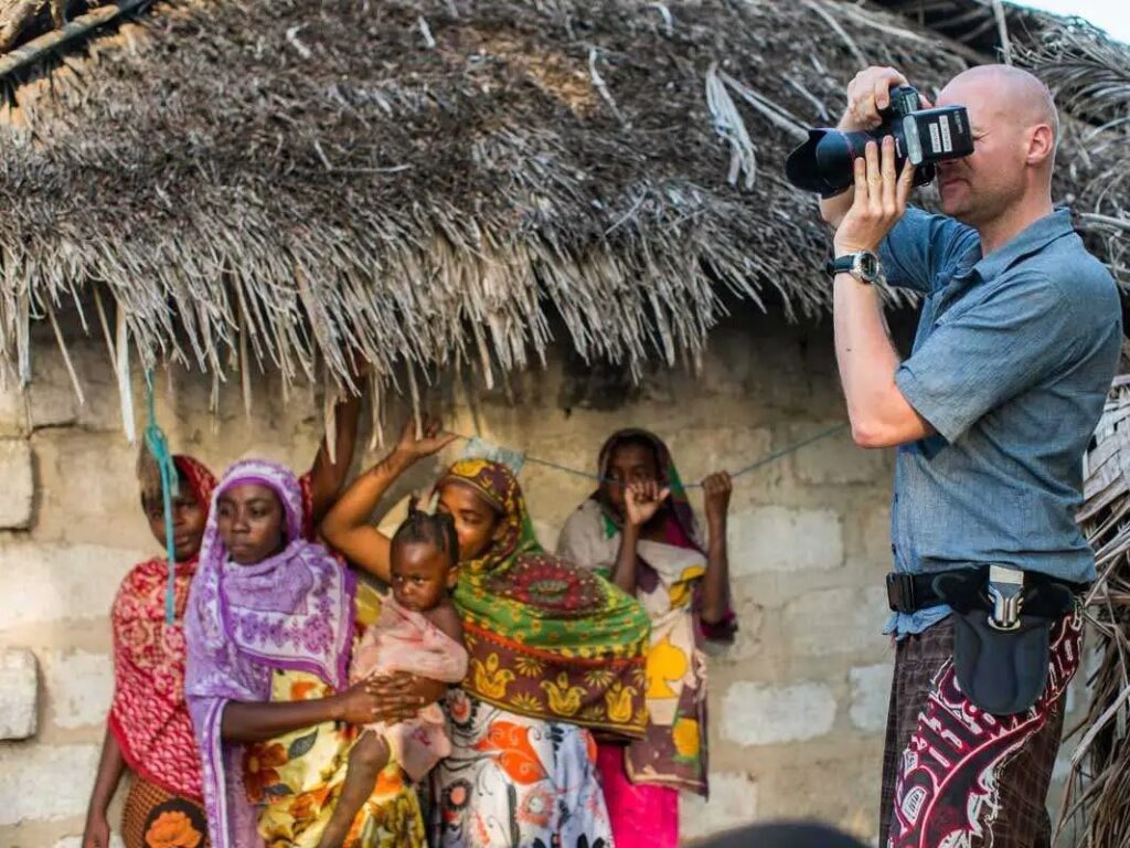 Here, Anhede photographs a village school on Pemba  Island. His friend saved up money from working at The Manta Resort to build the  school.