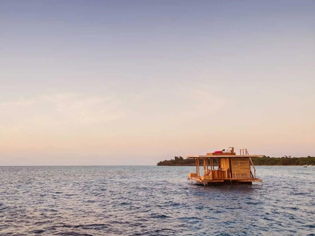 The underwater hotel room has three tiers: the sky deck,  the lounge and the underwater hotel room beneath the surface of the water.